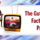 The Gutfeld! Factor - image of a man driking a martini while watching tv with Gutfeld! on it